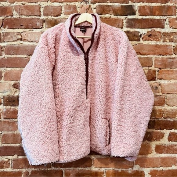 summersalt Tops - Summersalt The Cozy High Pile Eco Fleece 1/2 Zip XL Pink Sky & Pinot